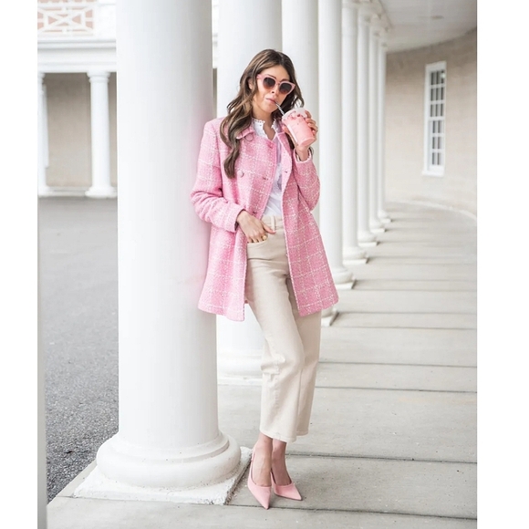 Zara Pink Plaid Women's Coat - Picture 13 of 13